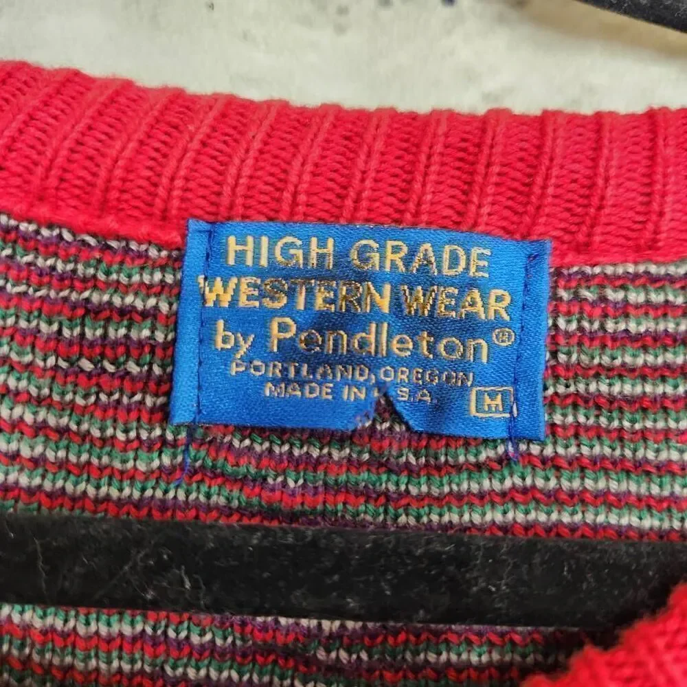Pendleton Multicolor High Grade Western Wear Crew Neck Pullover Sweater Medium